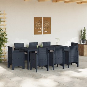 vidaXL Σετ Τραπεζαρίας Κήπου 9 Τεμαχίων με Μαξιλάρια Ανθρακί Πολυ Ρατάν