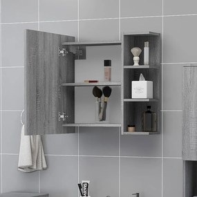 Ντουλάπι Καθρέπτης Μπάνιου Γκρι Sonoma 62,5x20,5x64 εκ Επ. Ξύλο - Γκρι