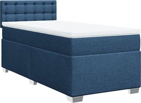 vidaXL Κρεβάτι Boxspring με Στρώμα Μπλε 90x200 εκ.Υφασμάτινο