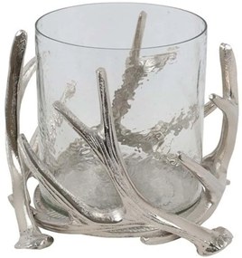 Χριστουγεννιάτικο Κηροπήγιο Κλαδί 013.817193 12x14cm Silver