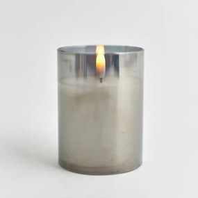 Eurolamp Κερί Μπαταρίας Με Γυάλινο Περίβλημα Και Χρονοδιακόπτη 7.5x10cm Ανθρακί-Φιμέ 147-15128
