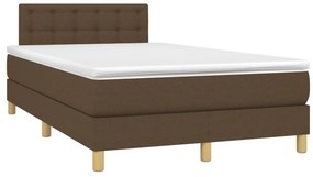 vidaXL Κρεβάτι Boxspring με Στρώμα &amp; LED Σκ.Καφέ 120x200 εκ Υφασμάτινο