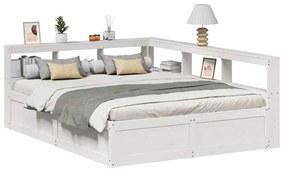 Κρεβάτι Βιβλιοθήκη Χωρίς Στρώμα 140x200 εκ Μασίφ Ξύλο Πεύκο