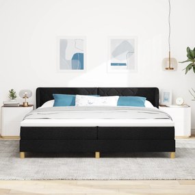 vidaXL κρεβάτι Box Spring με στρώμα - Μαύρο, 200x200 εκ, Υφασμάτινο
