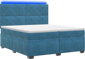 vidaXL Κρεβάτι box spring με στρώμα Μπλε 200 x 200 cm Βελούδο