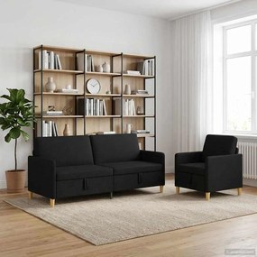 vidaXL Σαλονάκι Σετ Με Αποθηκευτικό Χώρο 2 pcs Μαύρο Πολυεστέρας