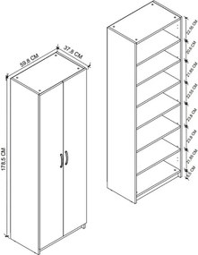 Παπουτσοθήκη Renso Megapap δίφυλλη χρώμα λευκό 59,8x37,8x178,5εκ.