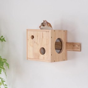 Σπιτάκι γάτας Nextdeco Natural μασίφ ξύλο Υ30x60x27εκ.