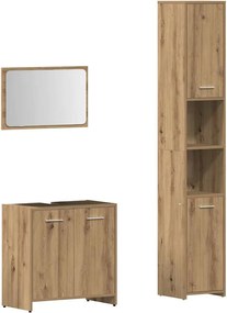 vidaXL Σετ Επίπλων Μπάνιου 3 Τεμαχίων Τεχνίτης Δρυς από Τεχν. Ξύλο