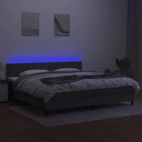 ΚΡΕΒΑΤΙ BOXSPRING ΜΕ ΣΤΡΩΜΑ &amp; LED ΣΚ.ΓΚΡΙ 200X200ΕΚ. ΥΦΑΣΜΑΤΙΝΟ 3133102