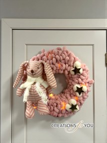 Παιδικό Στεφανάκι με Λαγουδάκι Φωτιζόμενο Ροζ – 30 εκ. - 2 ονόματα