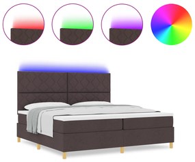 vidaXL Κρεβάτι τύπου Box Spring με Στρώμα & LED Σκούρο Καφέ 200x200 cm Ύφασμα