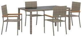 vidaXL Σέτ φαγητού για κήπο 5 pcs Γκρι 150 x 90 x 75 cm