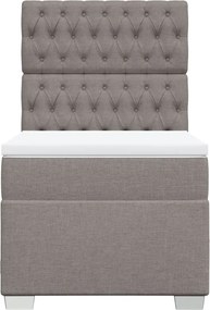 vidaXL Κρεβάτι Boxspring με Στρώμα Taupe 90x200 εκ. Υφασμάτινο