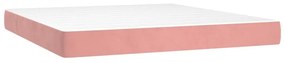 vidaXL Κρεβάτι Boxspring με Στρώμα &amp; LED Ροζ 160x200 εκ. Βελούδινο