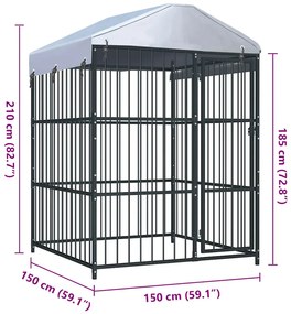 vidaXL Κλουβί Σκύλου Εξωτερικού Χώρου 150 x 150 x 210 εκ. με Στέγαστρο