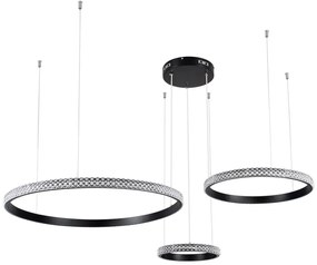 Φωτιστικό Οροφής Diamond Trio 61142 Led 100W Φ25-40-60cm Black GloboStar Αλουμίνιο