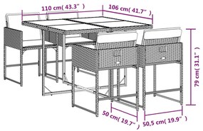 vidaXL Σετ Τραπεζαρίας Κήπου 5 τεμ. Μπεζ Συνθετικό Ρατάν με Μαξιλάρι