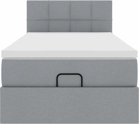 vidaXL Οθωμανικό κρεβάτι με στρώμα ανοιχτό γκρι 100x200cm ύφασμα