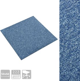 vidaXL Χαλί 20 τμχ. Μπλε 50 x 50 cm 100% Πολυπροπυλένιο