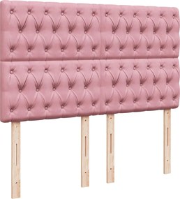 vidaXL Κρεβάτι Boxspring με Στρώμα Ροζ 160x200 εκ. Βελούδινο