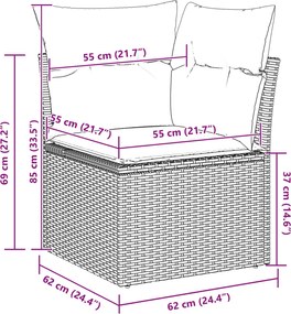 vidaXL Σετ Καναπέ 6 pcs Μαύρο συνθετικό ρατάν