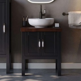 Έπιπλο Μπάνιου Πάγκος Με Νιπτήρα London S3BLON065BLM 65x50x72cm Black Ceranic,Mdf
