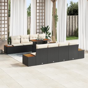 vidaXL Σέτ φαγητού για κήπο 9 pcs Μαύρο, Μπεζ 100 x 55 x 73 εκ
