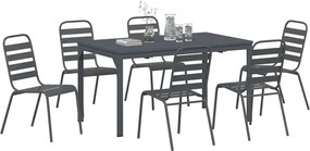 vidaXL Σέτ φαγητού για κήπο 7 pcs Ανθρακί Ατσάλι με Πούδρα