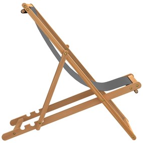 vidaXL Σεζλόνγκ Πτυσσόμενη Γκρι από Μασίφ Ξύλο Teak