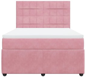vidaXL Κρεβάτι Boxspring με Στρώμα Ροζ 140x200 εκ. Βελούδινο