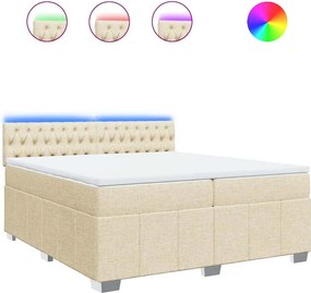 vidaXL Κρεβάτι Boxspring με Στρώμα Κρεμ 200x200 εκ. Υφασμάτινο