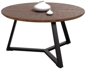 Τραπέζι Σαλονιού Rocket Στρογγυλό MDF Walnut-Μαύρη Σαγρέ Βάση Φ80x42Υ εκ. 80x80x42 εκ.