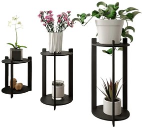 Ανθοστήλη Round (Σετ 3Τμχ) 282PTR1301 23x23x30/40/50cm Black Hanah Home Mdf,Ξύλο