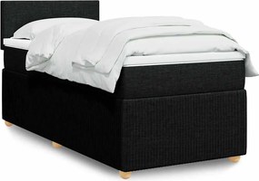vidaXL Κρεβάτι Boxspring με Στρώμα Μαύρο 90x200 εκ. Υφασμάτινο