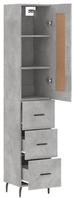 vidaXL Ντουλάπι Γκρι Σκυροδέματος 34,5x34x180 εκ. Επεξεργασμένο Ξύλο