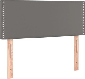 vidaXL Κρεβάτι Boxspring με Στρώμα Γκρι 120x190εκ. από Συνθετικό Δέρμα