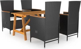 vidaXL Σετ Τραπεζαρίας Κήπου 5 Τεμαχίων Μαύρο
