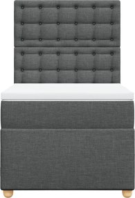 vidaXL Κρεβάτι Boxspring με Στρώμα Σκούρο Γκρι 100x200 εκ. Υφασμάτινο