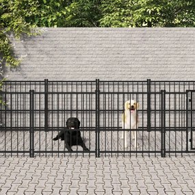 Κλουβί Σκύλου Εξωτερικού Χώρου 13,14 μ² από Ατσάλι - Μαύρο