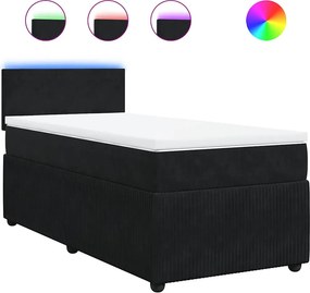 vidaXL Κρεβάτι Boxspring με Στρώμα Μαύρο 80 x 200 εκ. Βελούδινο