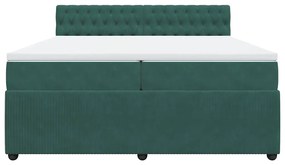vidaXL Κρεβάτι Boxspring με Στρώμα Σκούρο Πράσινο 200x200εκ. Βελούδινο