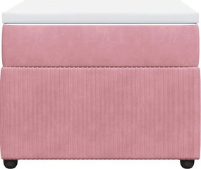 vidaXL Κρεβάτι Boxspring με Στρώμα Ροζ 80 x 200 εκ. Βελούδινο