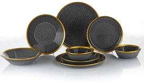 Σερβίτσιο Πιάτα Φαγητού (Σετ 8Τμχ) 719KTP9735 Black-Gold Hermia 8 τμχ Porcelain