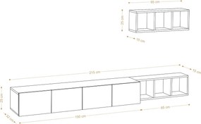 Σύνθεση Τηλεόρασης Λευκό / Δρυς MOCO 215x32x25