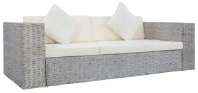 vidaXL Σετ Σαλονιού 2 Τεμαχίων Γκρι από Γνήσιο Ρατάν με Μαξιλάρια