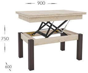 Τραπέζι Σαλονιού Transformer Σονόμα 90x60x50cm