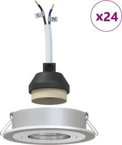 vidaXL Σποτ 24 pcs Ασημί 9 x 9 x 2 εκ. Αλουμίνιο