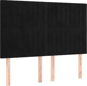 vidaXL Κρεβάτι Boxspring με Στρώμα Μαύρο 140x200 εκ. Βελούδινο