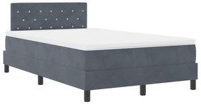 vidaXL Κρεβάτι με Στρώμα & LED Σκούρο Γκρι 120x200 εκ. Βελούδο